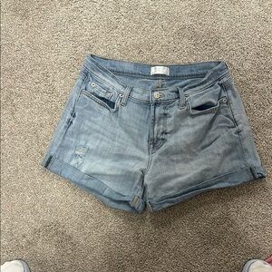 7 For All Mankind Blue Jean Shorts Mid-Rise Cuffed